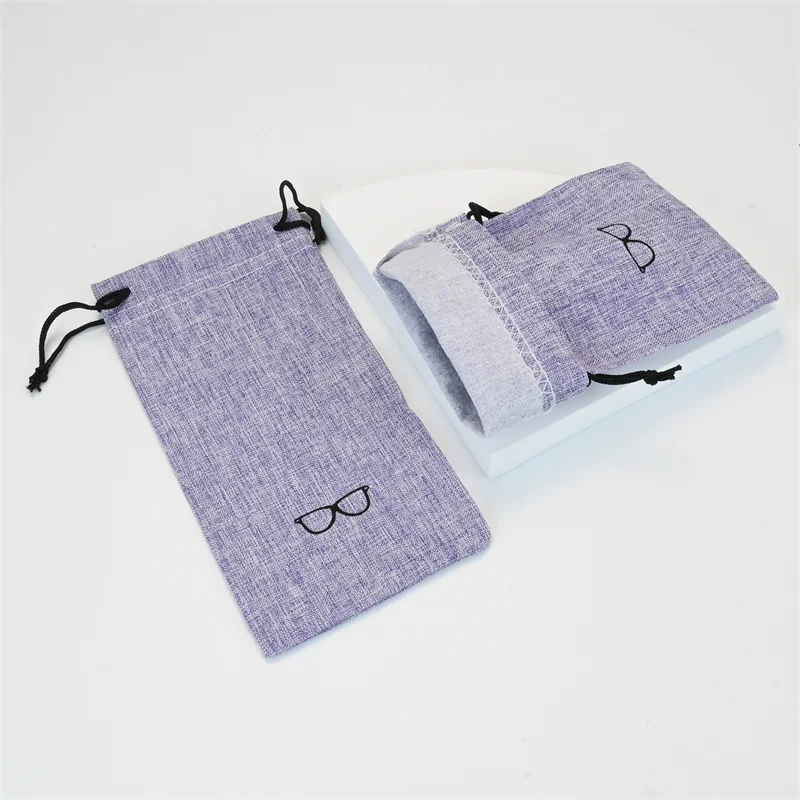 5/10/20 قطعة رمادي المحمولة كيس قماش الكتان لحقيبة النظارات الشمسية متعددة الوظائف النظارات البصرية النظارات الحبل أكياس القماش #3