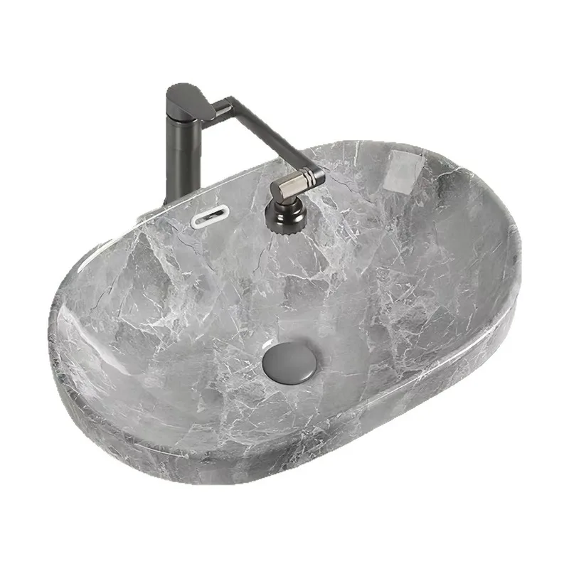 

Ceramic mid-table basin semi-embedded wash basin ultra-thin edge square size household ceramic wash basin