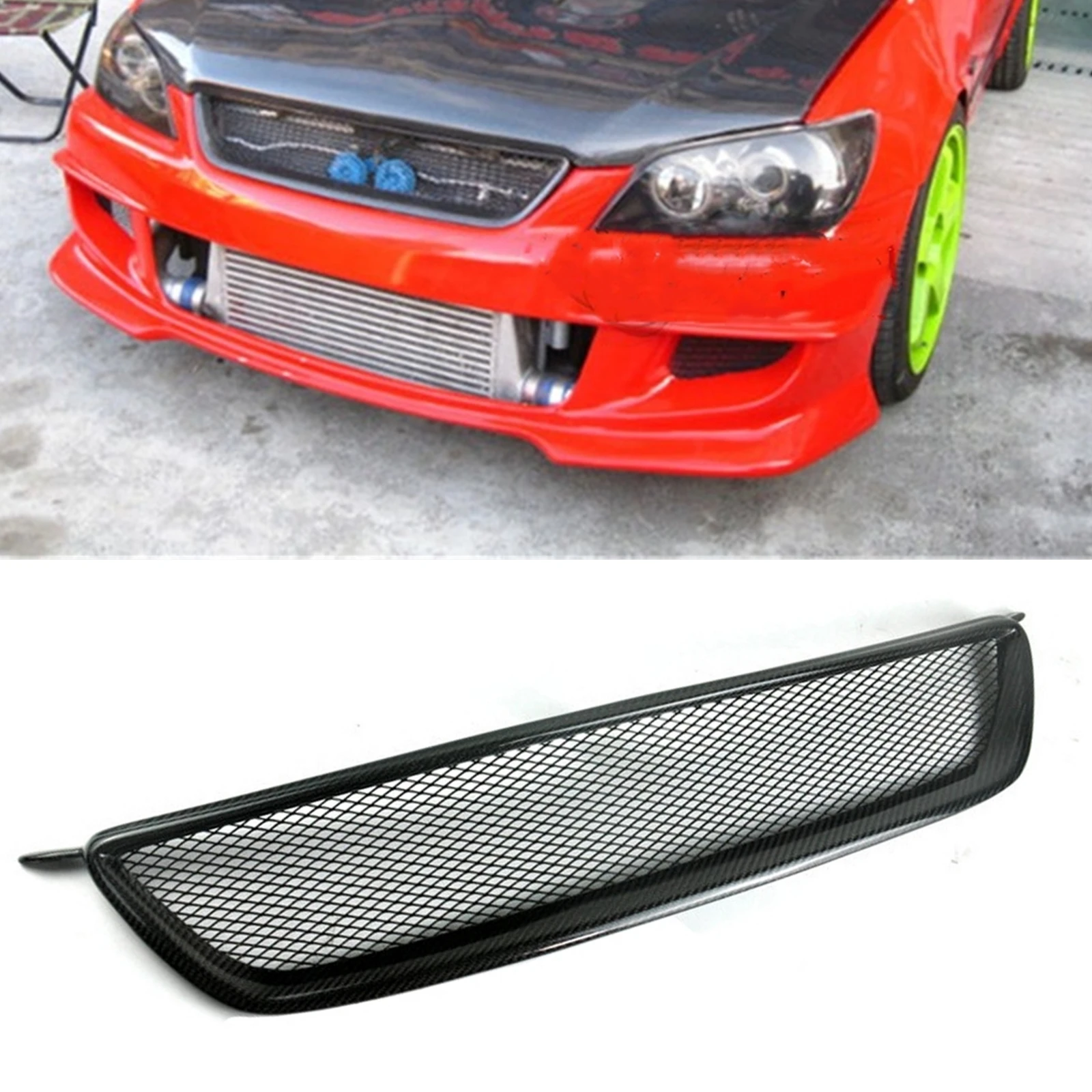 Front Grille Racing Grill For Lexus Is200 Is300 1998-2004 Altezza Real Carbon Fiber Car Upper Bumper Hood Mesh Kit Grid Grating