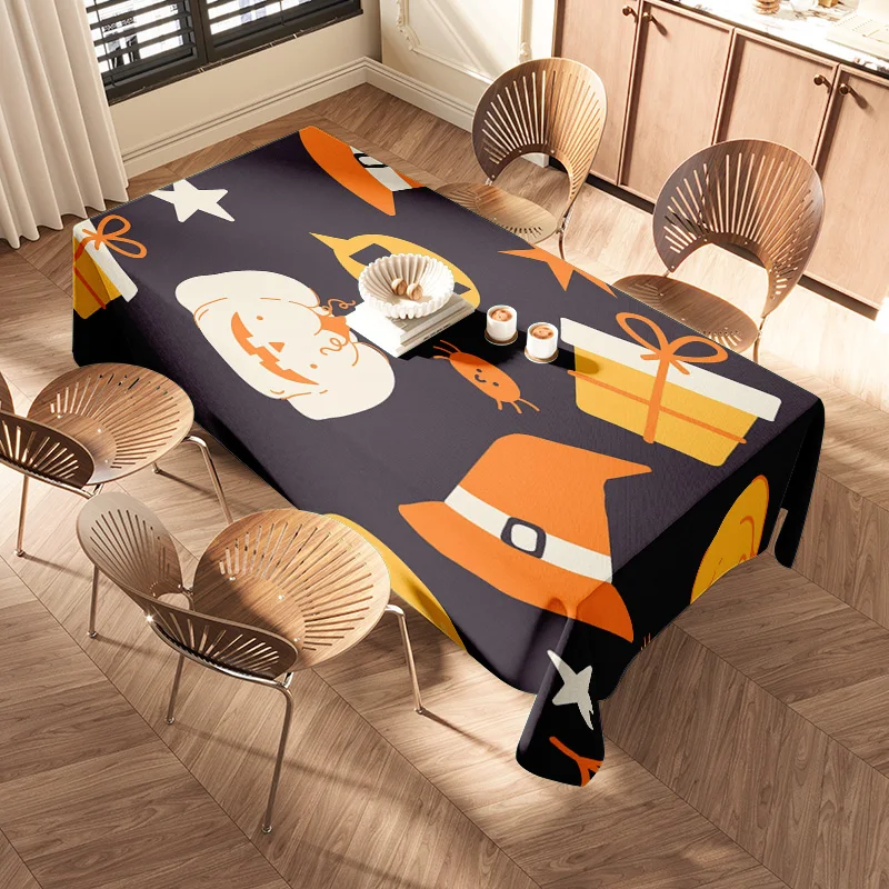 Modern Halloween Tablecloth Design with Bright ColorsPerfect for Festive Dining Decorations