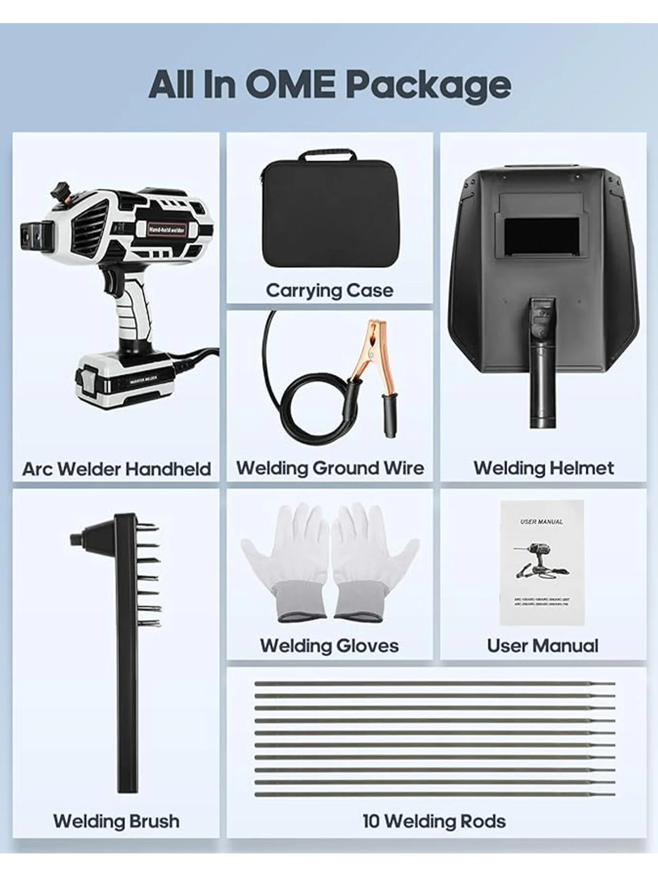 ماكينة لحام محمولة 110 فولت ماكينة لحام القوس المحمولة IGBT العاكس تعديل التيار المتغير (20-120Amp) مع لحام إلى