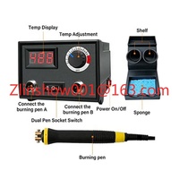 110v/220v Pyrography Wood Burning Kit Wood Burner Tool Dual Pen 60W Upgraded Adjustable Pyrography Machine