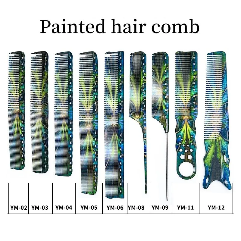 Men's Colored Painting Comb Set Barber Shop Professional Hair Cutting Comb Women's Long Hair Trimming Comb Barber Special Tools