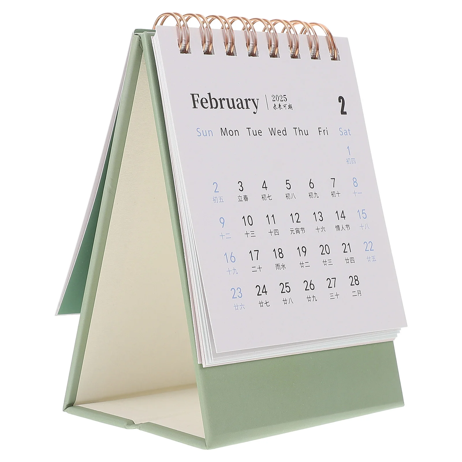 Desk Calendar Mini Desktop Small Dark Green Daily Use Monthly 2024-2025 Flip for Office