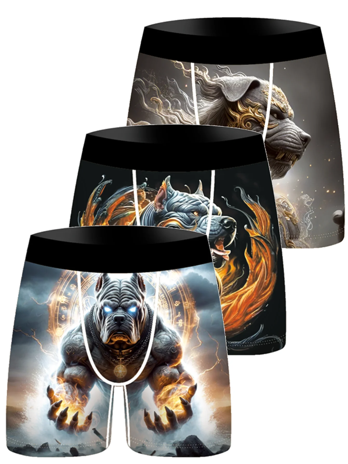 3Pcs Funny 3D Dog Print Men's Pants Boxer Briefs New Autumn Oversized Pullover Hip Hop Punk Clothing Casual Fashion Men's Pants