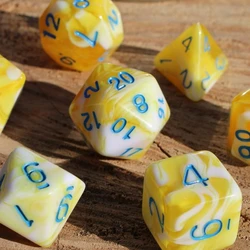 7Pcs/Set Lemon Cream Dice for DND Dungeons and Dragons Table Games D&D RPG Tabletop Roleplaying