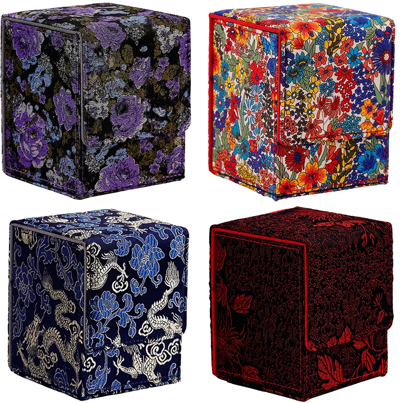 100+ Trading Card Deck Box Holder With Display Window Flower Series TCG Game Magnetic Closure Card Organizer Storage Box Gift