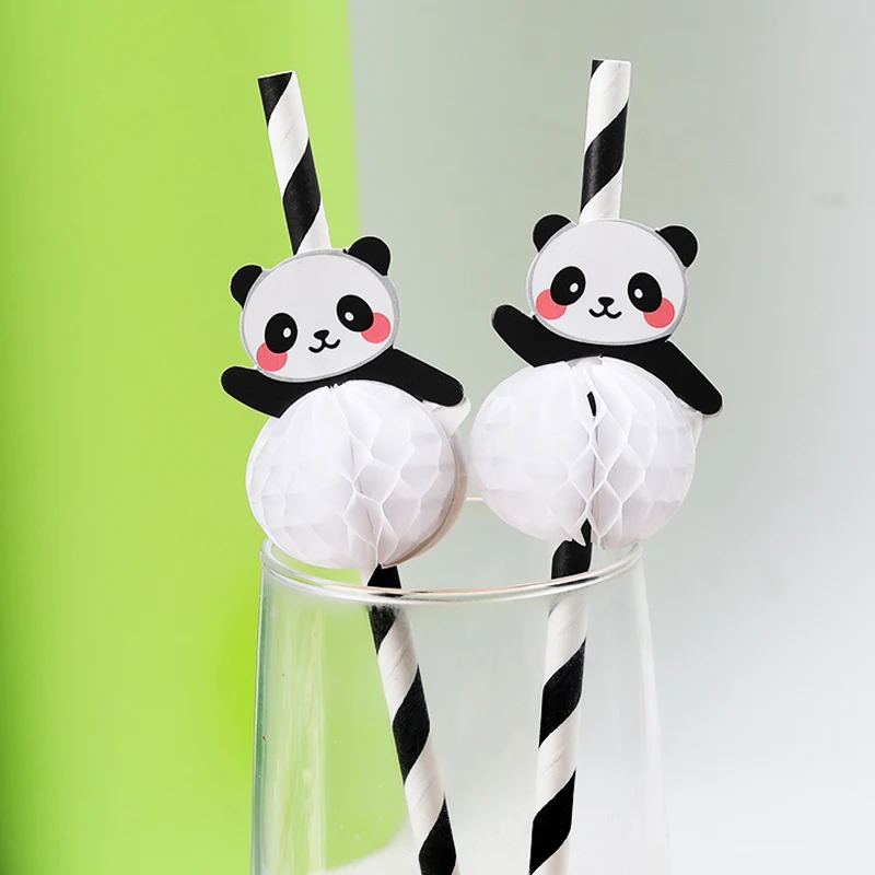 50Pcs Biodegradable Flamingo Paper Straws Hawaii Beach Panda Birthday Wedding Supplies Birthday Baby Shower Party Decor