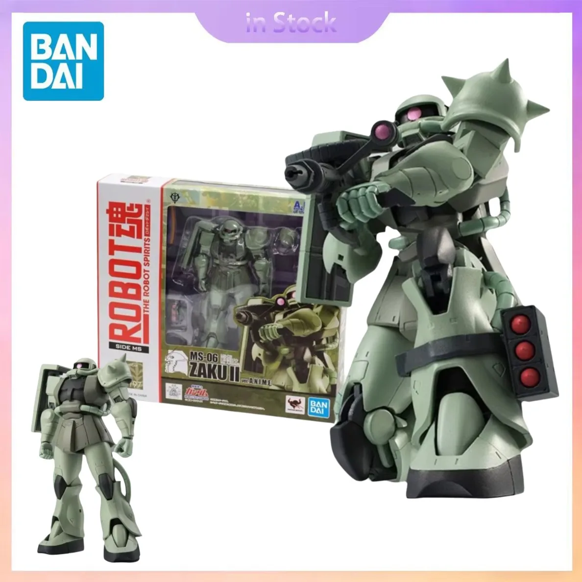 

In Stock Bandai Gundam Model Kit - Robot Spirits MS-06 Zaku II Ver - Anime Action Figure Collection - Finished Model Toy Gift