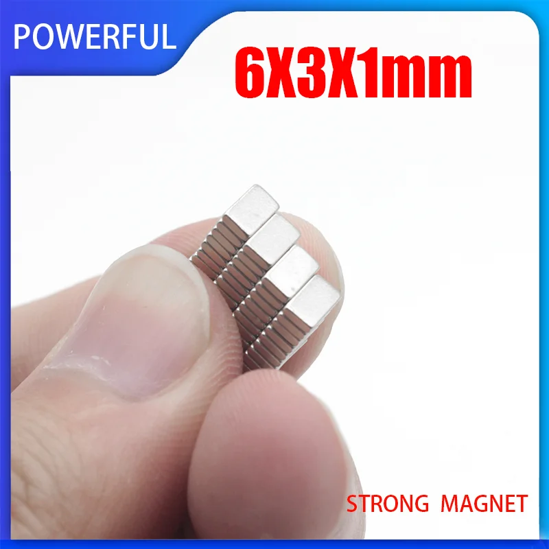 50~1000PCS 6x3x1mm Neodymium Magnet 6mm x 3mm x 1mm N35 NdFeB Magnets Block Super Powerful Strong Permanent Block