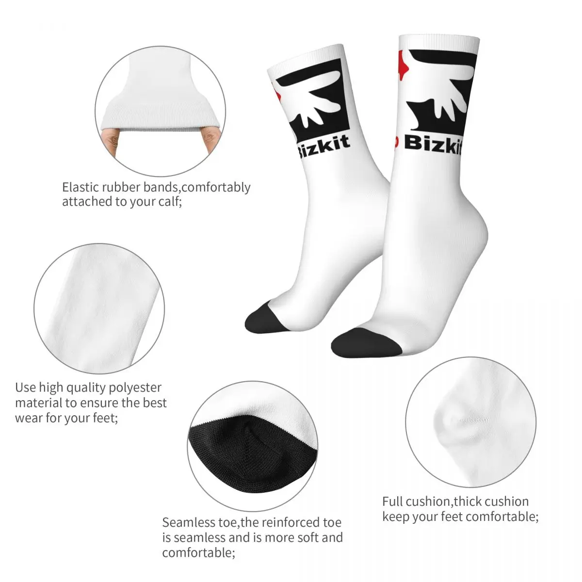 Colorful Limp Bizkit Nu Metal Skateboard Socks Polyester Long Socks for Unisex Non-slip