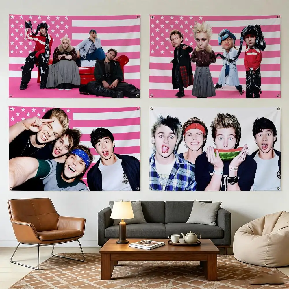 5 S-seconds Of Summer Band Flags Durable Outdoor Indoor Festive Decoration Classic Design Wall Room Banner