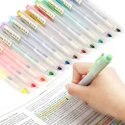 Marcadores retráteis para journaling, Caneta Highlighter Pastel Marcadores de fluorescência, Material de escritório escolar, recarregáveis, 6pcs por conjunto