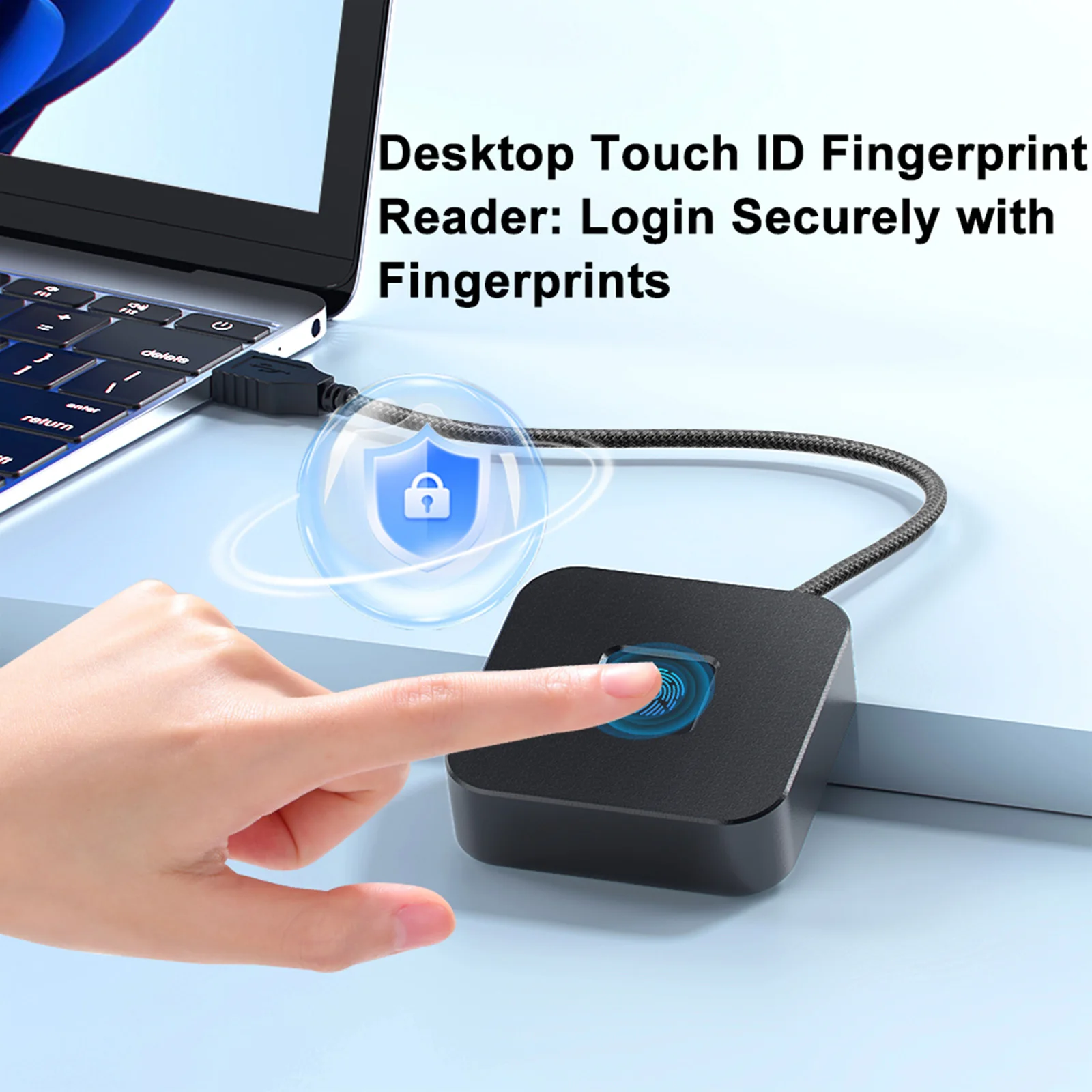 Computer Fingerprint Login Device with 1.5m USB Extension Cable Windows Hello Touch ID Fingerprint Reader for Windows 11/10