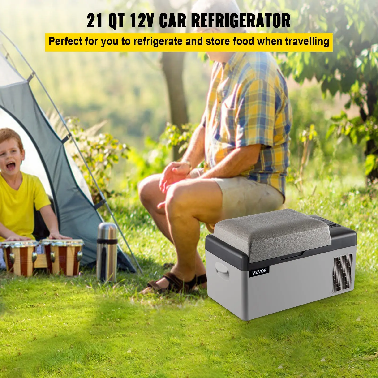 Portable Refrigerator 21 Quart(20 Liter),12 Volt Refrigerator App Control(-4°F~68°F), Car Refrigerator Electric Compressor Coole