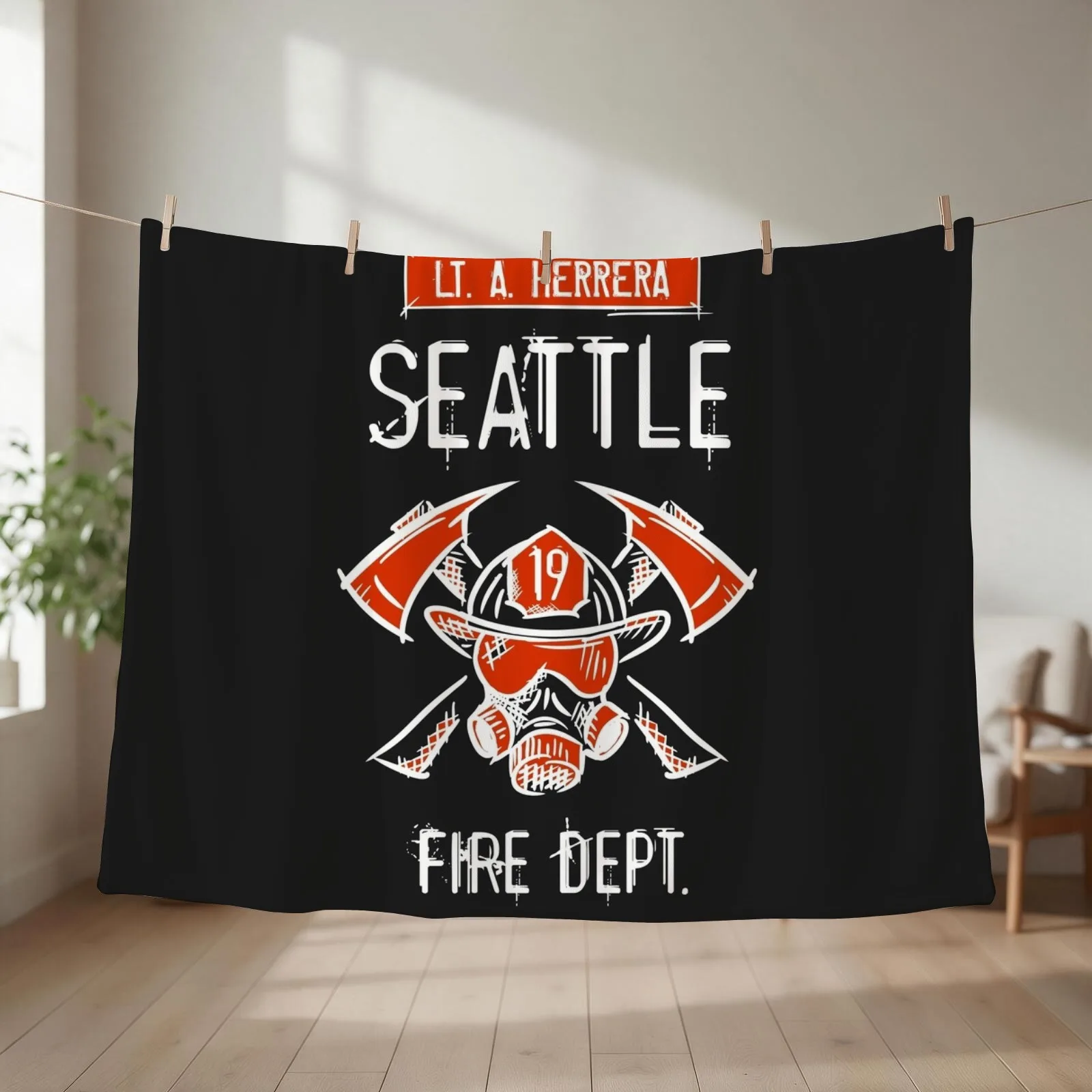 Station 19. Lieutenant Lt. Andrea Andy Herrera. Seattle Firefighters, Fire Department. Throw Blanket