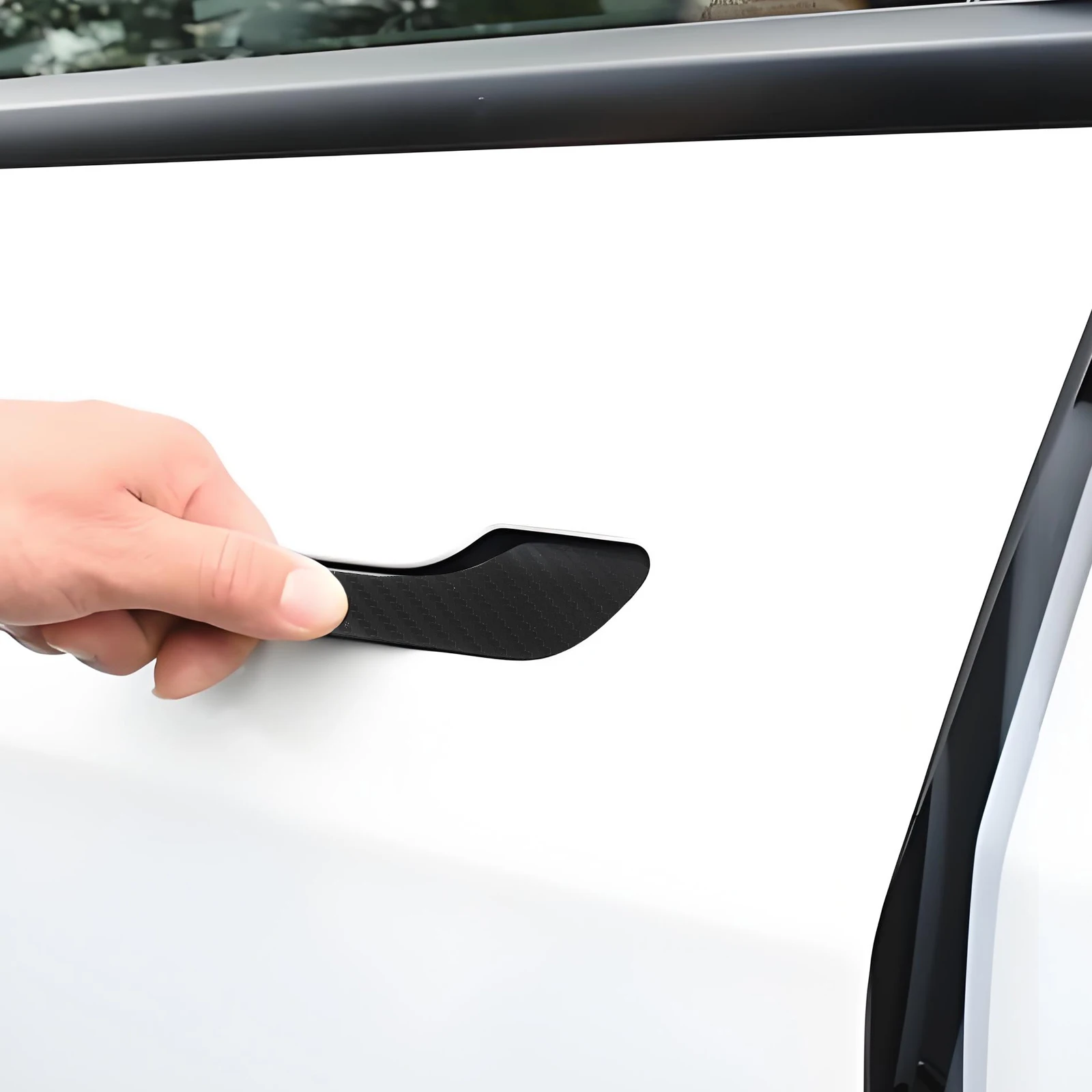 

4pcs Car Door Handle Covers Carbon Fiber Design Tpu Durable Protector Easy Install No Tools Exterior Decor Stickers