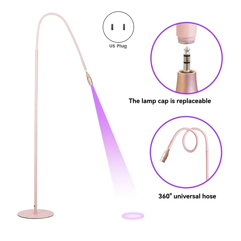 【ESSENTIALS】 Lámpara de pie con pegamento UV para pestañas, luz LED de curado con pegamento UV, lámpara Flexible ajustable, enchufe estadounidense