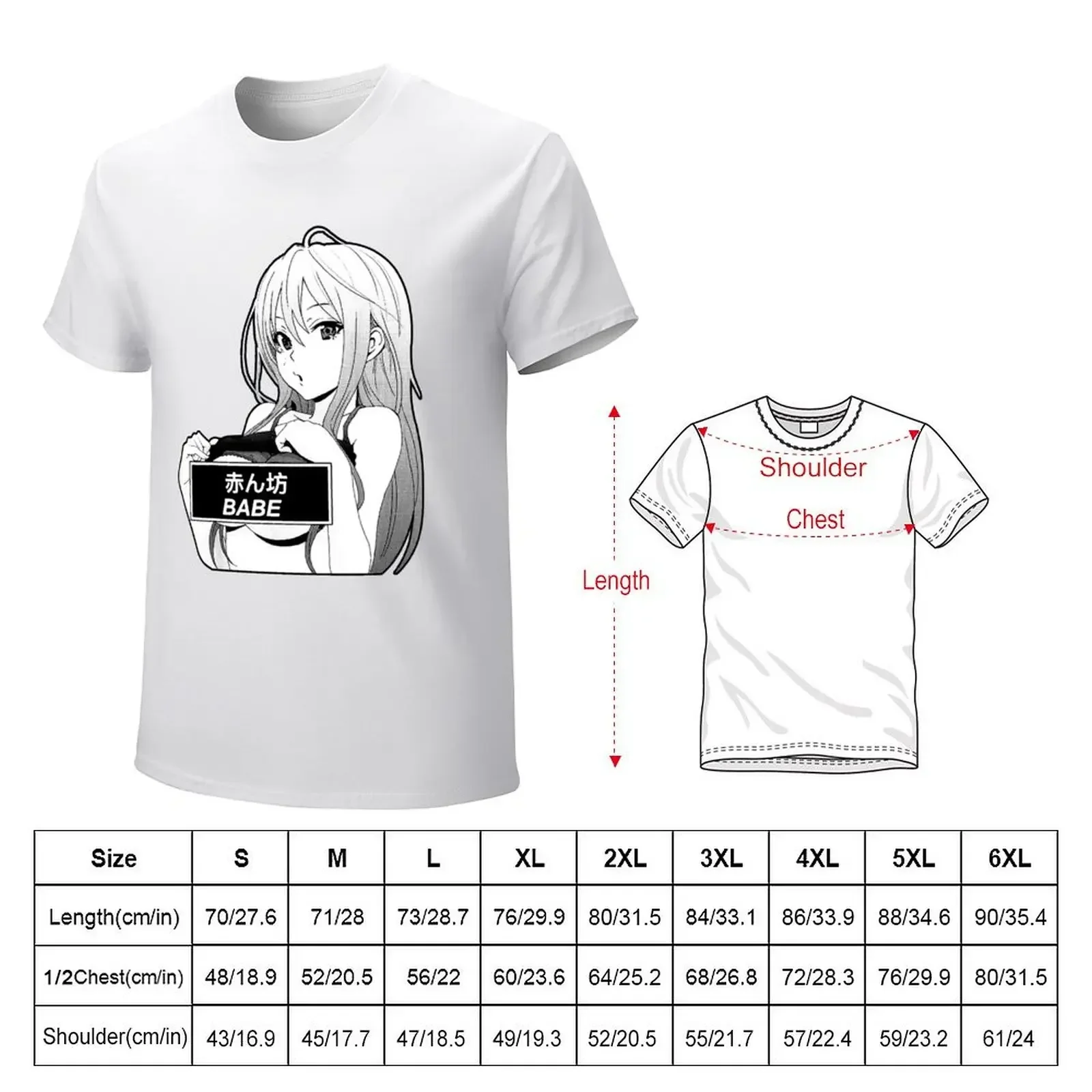 Babe Cute Girl Japanese anime waifu T-shirt anime tees customs for a boy t shirt for men