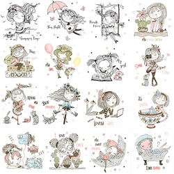 Timbres transparents de dessin animé mignon pour petites filles, matrices de découpe pour bricolage, scrapbooking, carte décorative, artisanat exécutif, fournitures de décoration