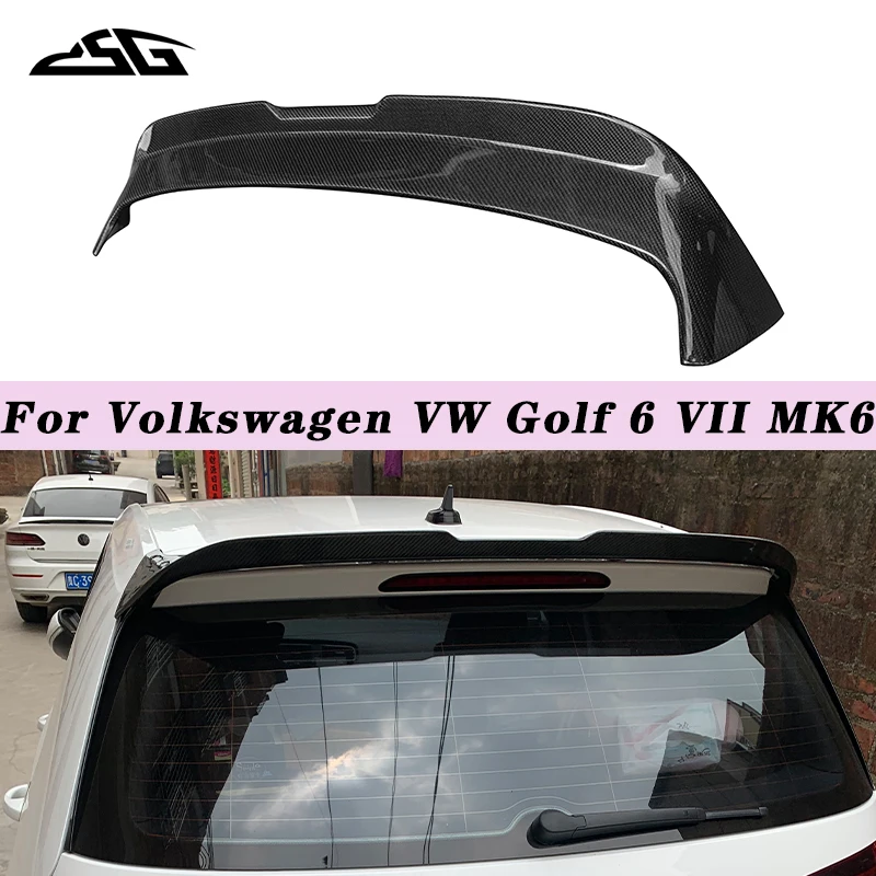 For Volkswagen VW Golf 6 VII MK6 GTI R V style Standard Carbon Fiber Rear Window Roof Spoiler Trunk Tail Wing Splitter Body Kit