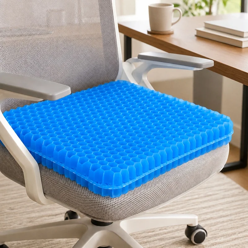 Ergonomic Gel Honeycomb Seat Cushion for Tailbone Relief and Back Comfort, Pressure-Distributing Pad for Office Chairs, Cars