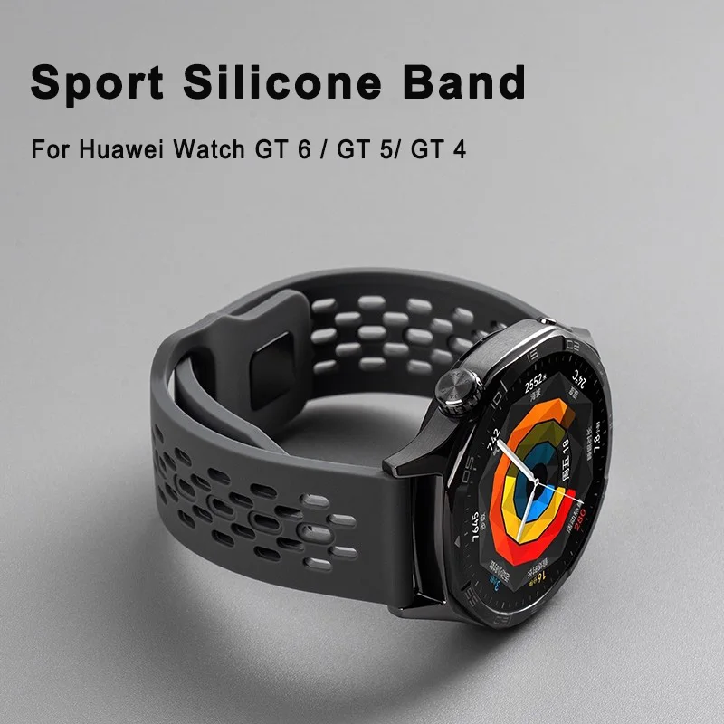 

Спортивный дышащий силиконовый ремешок 22 мм для Huawei Watch GT 6 Pro HUAWEI Watch 5 4 Pro, жидкий силиконовый ремешок для GT 5 GT 4 GT3 46 мм