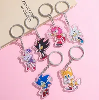 Sonic New Acrylic Pendant Cute Cartoon Keychain Accessory Hot Anime Figure Keyring Backpack Zipper Decoration Kids Birthday Gift