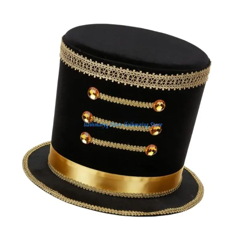 قبعة جندي لعبة الطبول للجنسين 573B للاستعراضات والعروض، تصميم مسامي مع تفاصيل زخرفية ذهبية #4