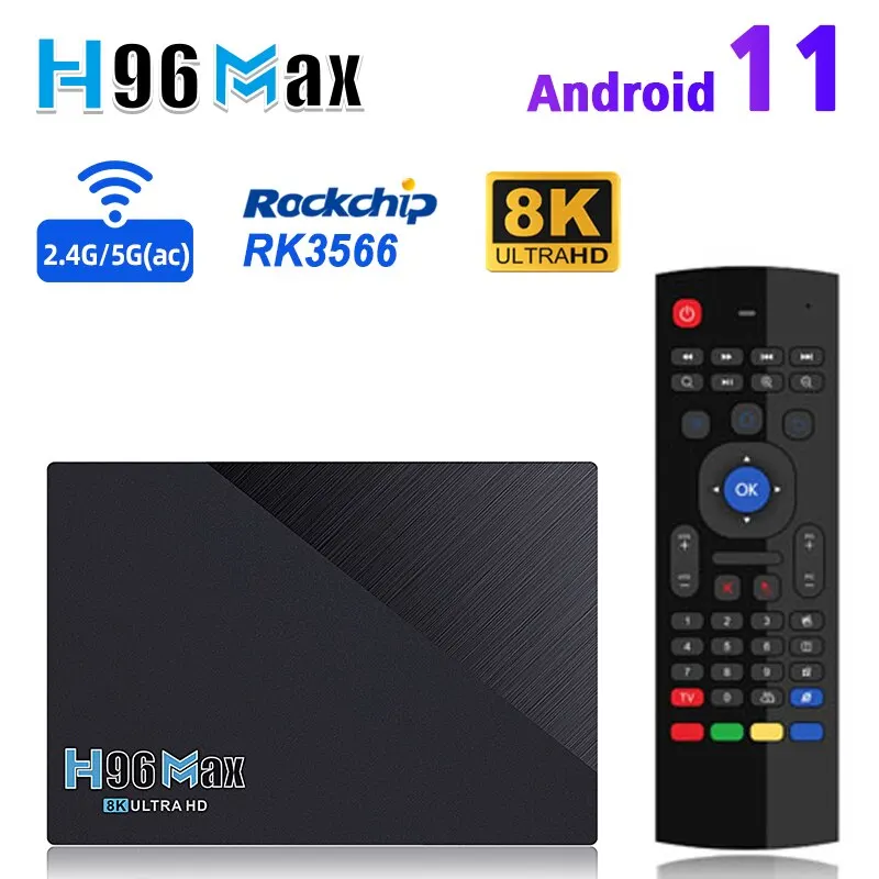 H96 Max 3566 8K 3D Android 11 4GB 8GB 128GB Android TV BOX Rockchip RK3566 Dual Band 5GWifi 1080P 4K Google Player Set Top Box