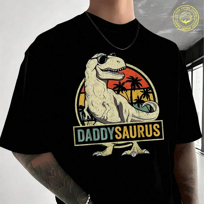 

Daddysaurus T Rex Dinosaur Daddy Saurus Family Matching T-shirt Moto Male Brand Tee Men Summer T Shirts Casual O-neck Tees