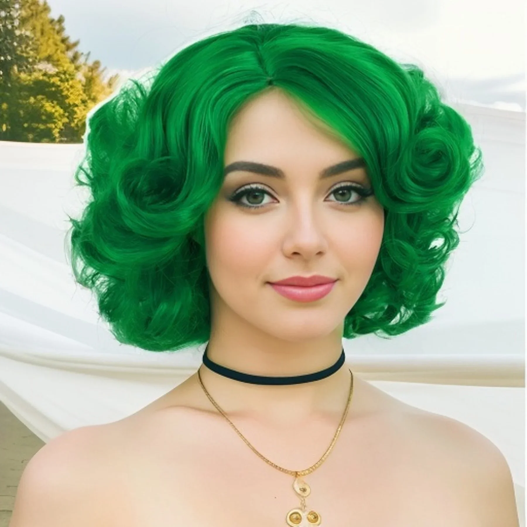 GNIMEGIL Cosplay Wig Green Wigs for Women Synthetic Short Curly Wig St. Patrick\'s Day Costume Party Harajuku Anime Lolita Wig