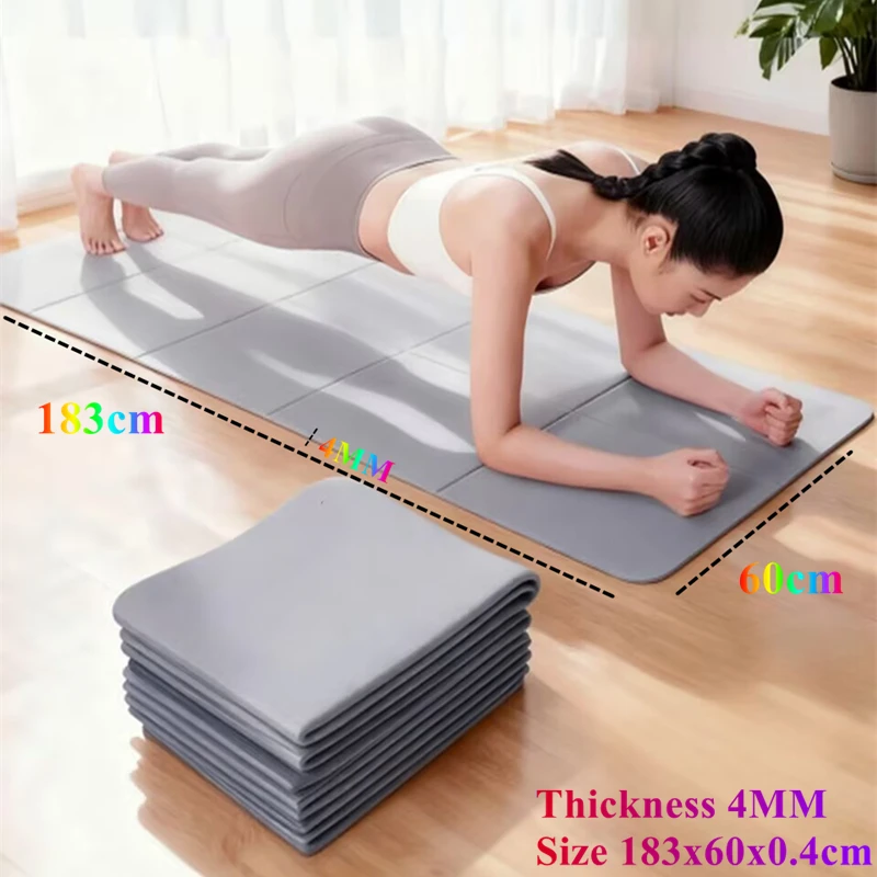 

183*60cm Fold Portable Training Gym Easy Storage for Travel Yoga 4mm Thick Foldable Yoga Mat Pilates Home Exercise Floor Mat