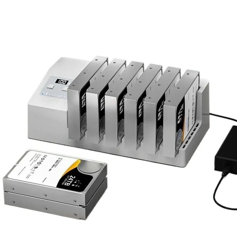 Hard drive holder industrial grade duplicator has an external read and write base for the copy disk