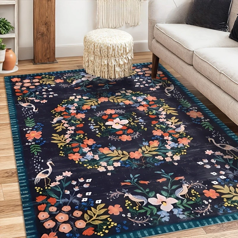 

Vintage Flower Art Living Room Carpet Luxury Home Decor Aesthetics Bedroom Living Room Rugs Alfombra Tapis De Salon سجادة Ковер