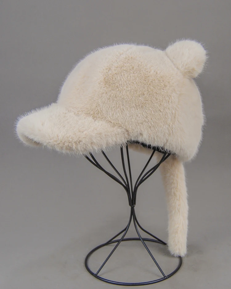 Plüschmütze für Erwachsene, Kinder und Jugendliche, für Pendler, mit Kunstfell-Schwanz, russische Wintermütze, wärmende Baseballkappe, Mützen für Damen. – Detail 18