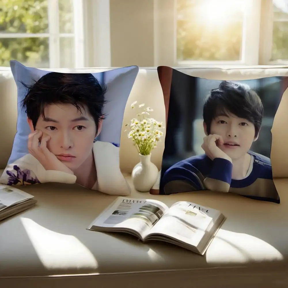 Charismatic Actor Song Joong-ki Cushion Cover Pillowcase Anti-dustmite Invisible Zipper Short Plush Sofa Cushion