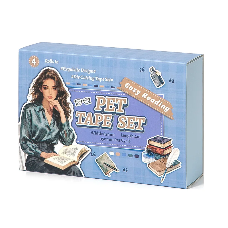 4 لفات/مجموعة سلسلة صدى أدبية شخصية عتيقة لمناظر القهوة وشريط PET إبداعي يمكنك صنعه بنفسك مادة مجلة أدوات مكتبية مجمعة #5