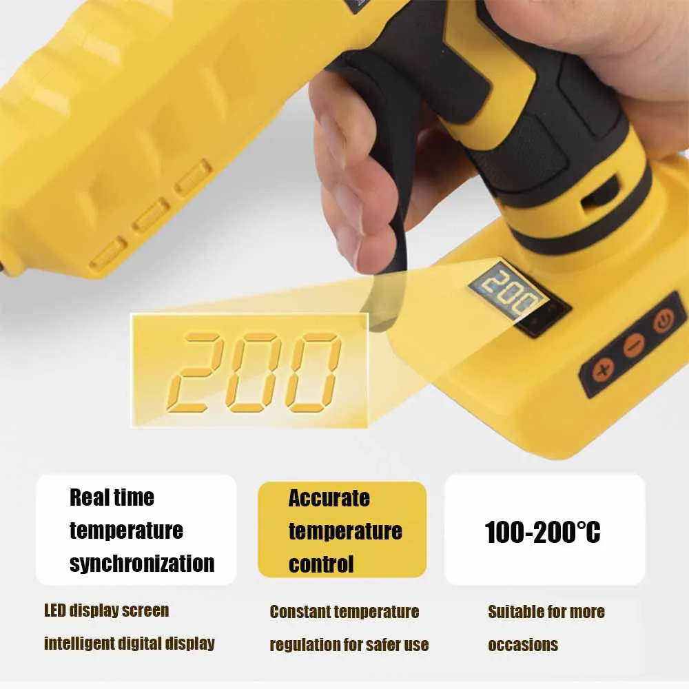 

Аккумуляторный пистолет для термоплавкого клея мощностью 100 Вт 100 ℃ -200 ℃ Цифровой ЖК-дисплей с 10 клеевыми палочками диаметром 11 мм для батареи Milwaukee 18 В (без батареи)