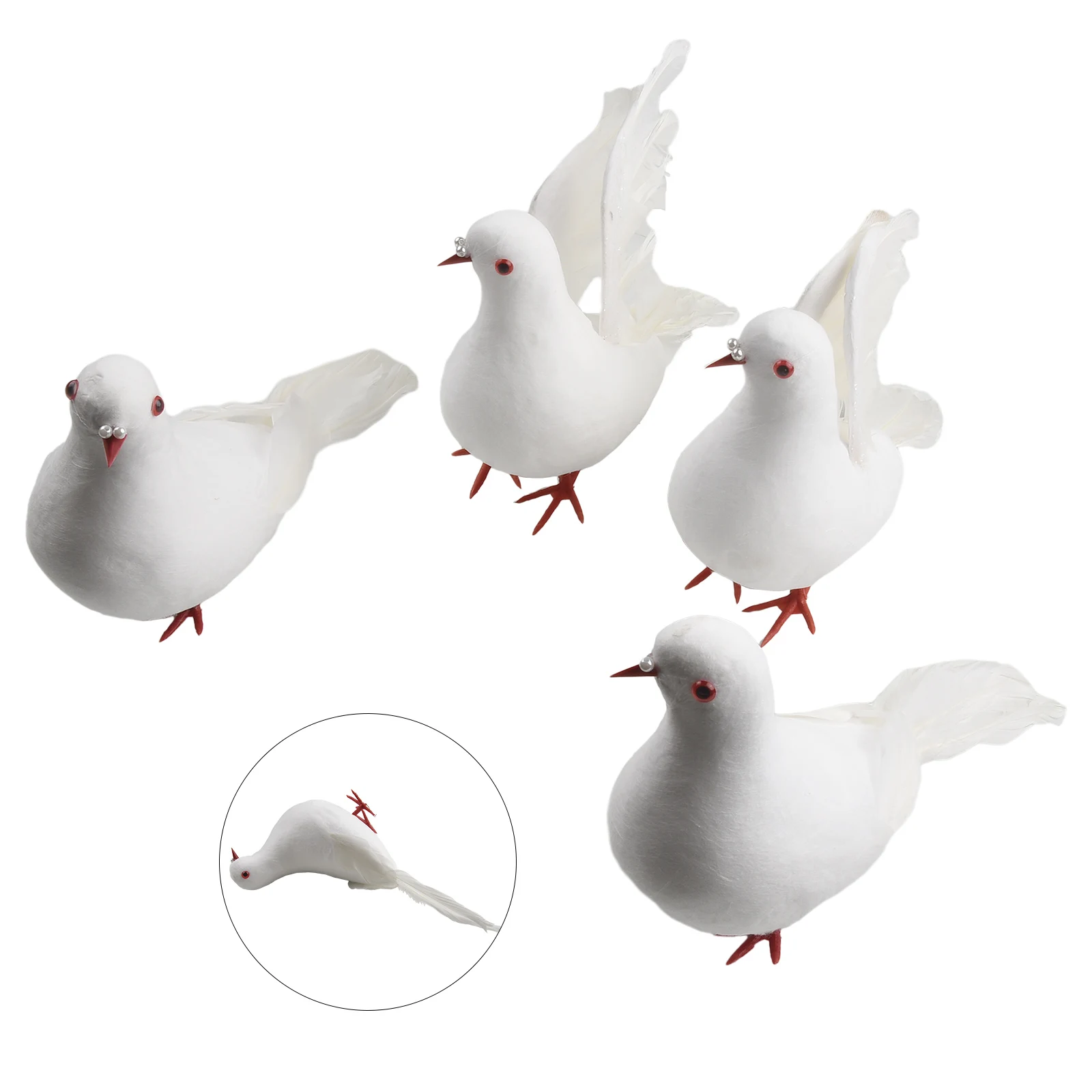 

4 искусственных пластиковых летающих голубиных птиц для украшения дома, реквизит для свадебной фотографии и образовательная коллекция