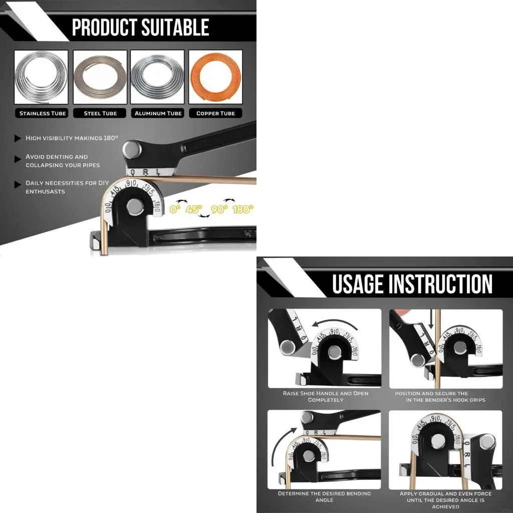 

Manual Tube Bender 180 Degree Tubing Bender for 1/4 5/16 & 3/8Inch Bending Tool