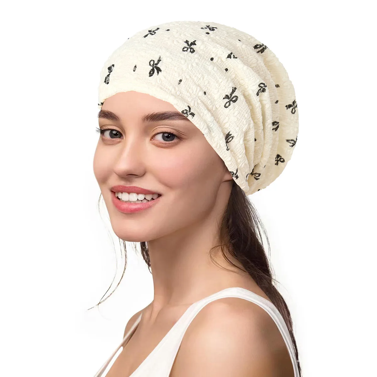 Gorros Hijab musulmanes con estampado de lazo para mujer, gorro turbante elástico suave para la cabeza, tocado de moda, accesorios de ropa islámica