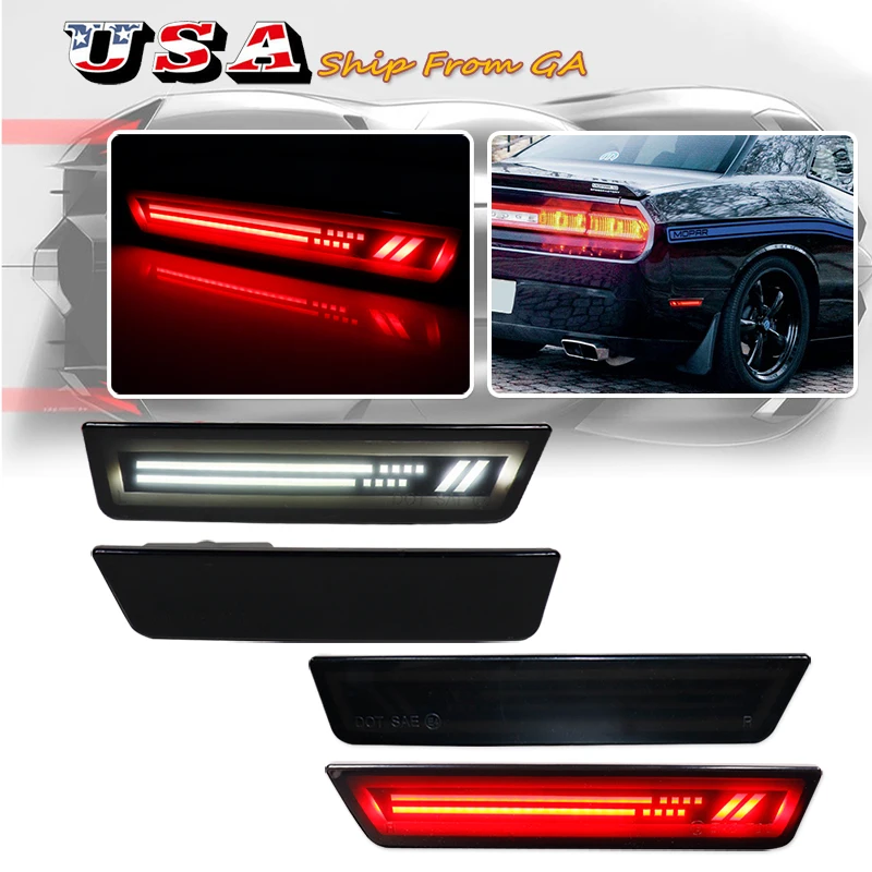 

Для Dodge Challenger Charger 2008-2014 гг., передний и задний бампер, 3D-оптические светодиодные боковые габаритные огни, замена OEM-сигнала
