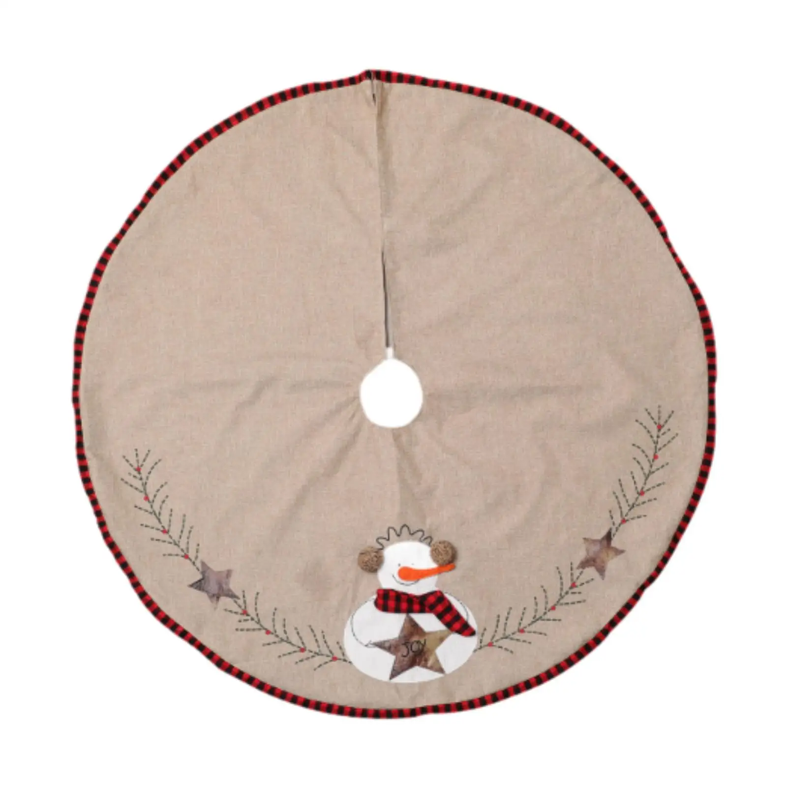 Linen Christmas Tree Skirt Decorative Tree Mat for Home Hotel Farmhouse