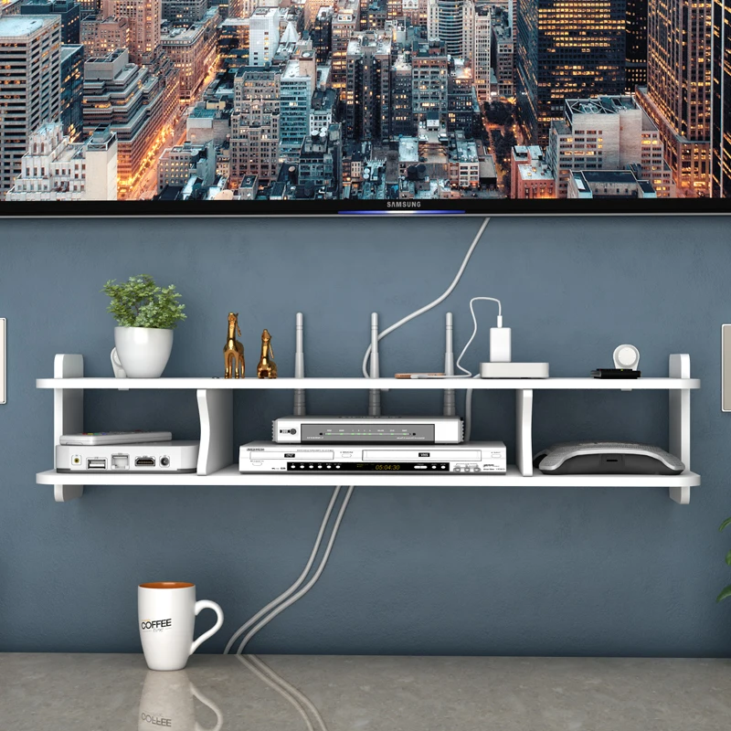 Hole Free Living Room TV Wall Set Top Box Shelf Shelf Router Storage Box Bedroom Wall Hanging WiFi Rack shelf