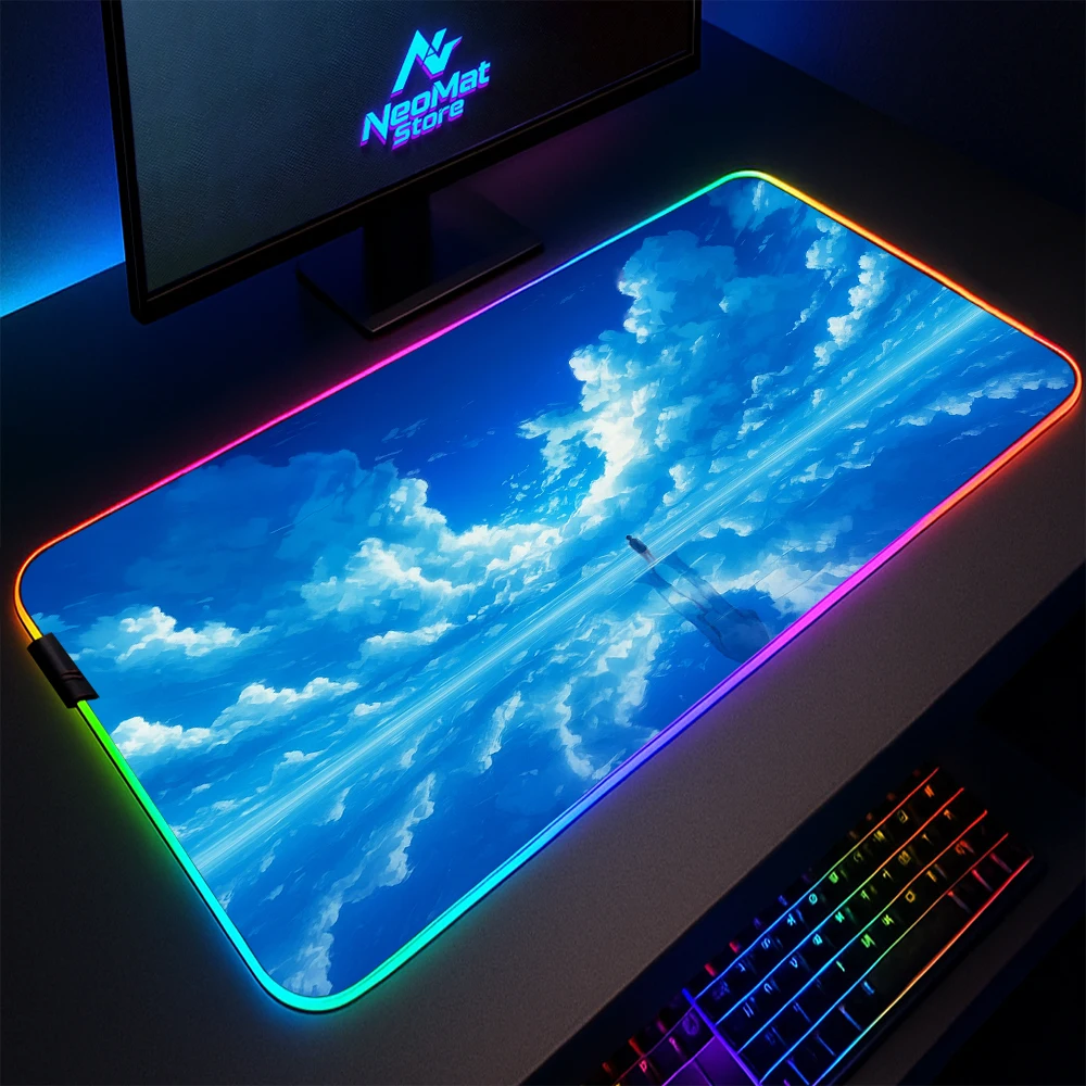 

Attack on Titan Play Mat with Backlight Computer Decorations Mouse Pads Glow Things To The Gaming Room Lighting Mouse Pad Led