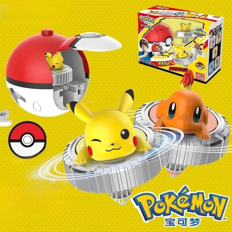 

Pikachu Elf Spinning Top Gyro Ball Action Figure Figurine Pikachu Charmander Squirtle Mew Eevee Launcher Kid Battle Game Toy Set