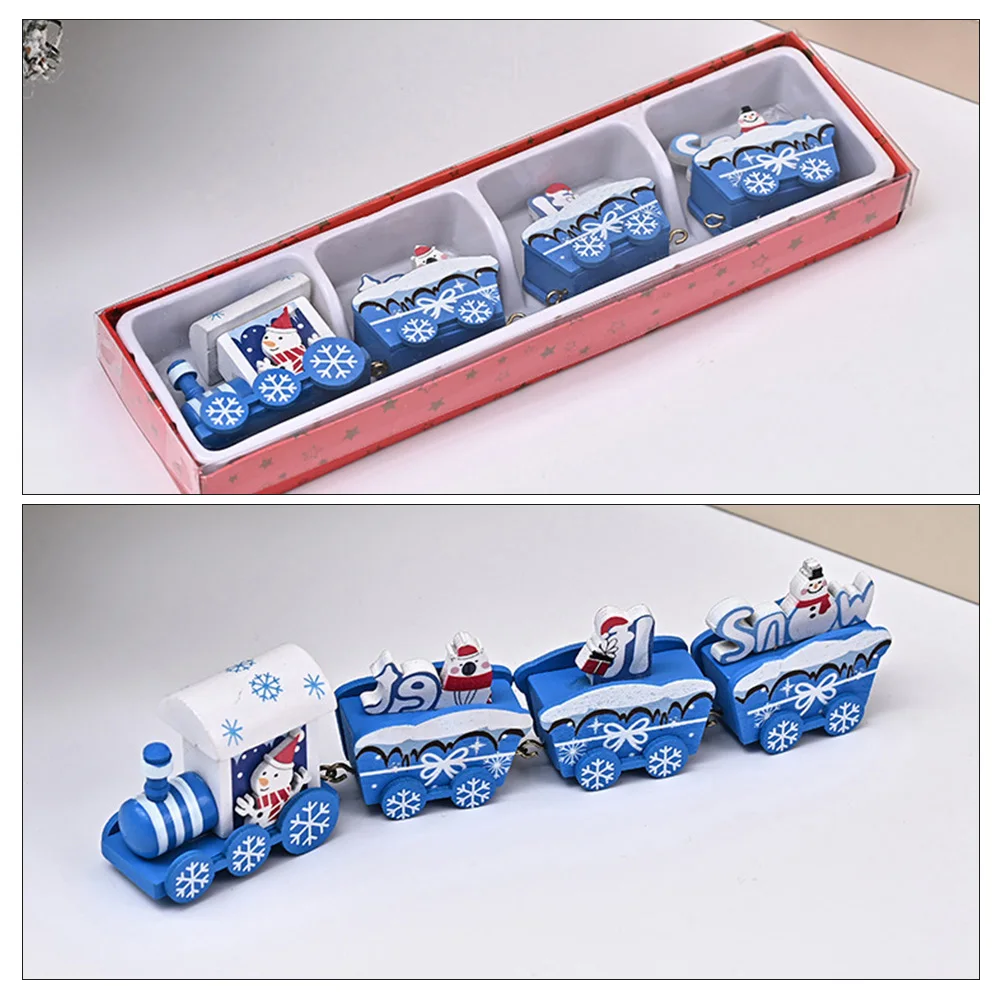 

1pc 1 Box Wooden Train Decoration Christmas Party Ornament Festive Table Centerpiece Xmas Desktop Decor Gift Bright