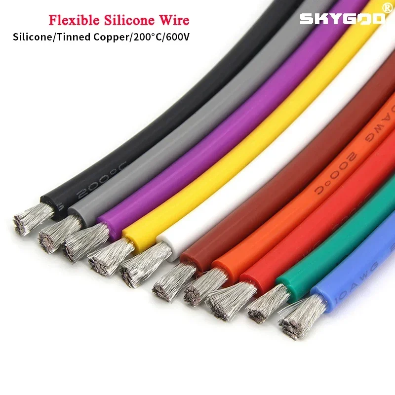 

1/5/10m Soft Silicone Cable Car Battery Automotive Wiring 26 24 22 20 18 16 14 12 10 8 6 4 2AWG Heat-resistant Electrical Wires