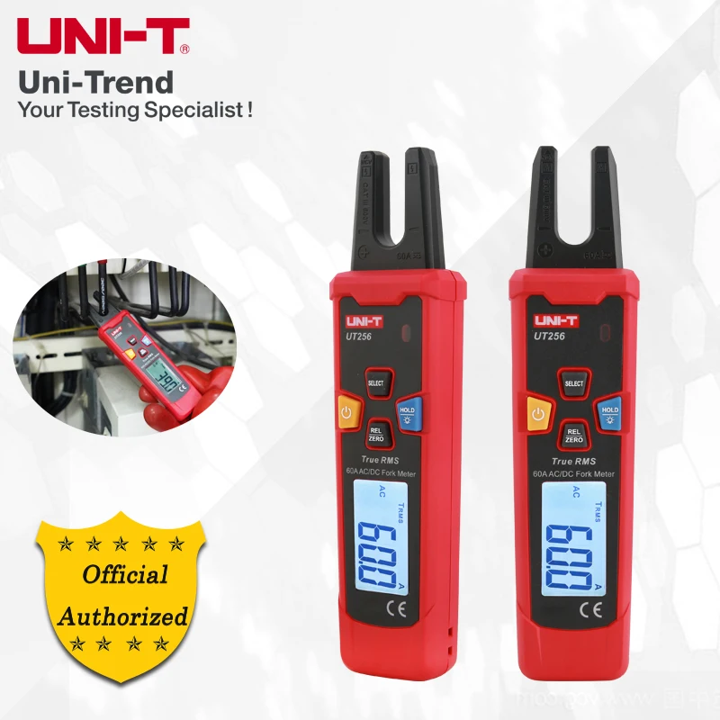 UNI-T UT256 60A High Precision True RMS AC/DC Fork Meter; Auto Range Electrician\'s Clamp Meter/NCV/LCD Backlight